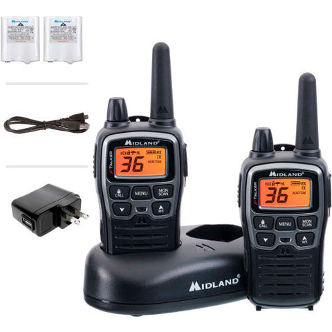 X Talker Two Way Walkie Talkie Set, 2-3/5"W x 1-2/5"D x 6-1/10"H, Black, Pack of 2