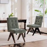 Nieck Modern Upholstered Parsons Chair Linen Fabric Tufted Dining Chairs (Set of 2)