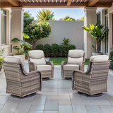 Opohoro Outdoor Swivel Rocker Patio Chairs Set with 6 inch Thick Cushions, High Back Wicker Outdoor Patio Furniture Set