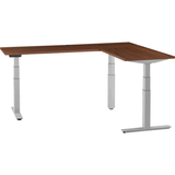 Interion® L-Shaped Electric Height Adjustable Desk, 60"W x 24"D-Gray Base