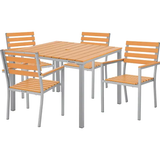 Resin Outdoor Dining Table & Chair Set, 40" Square, 4 Armchairs