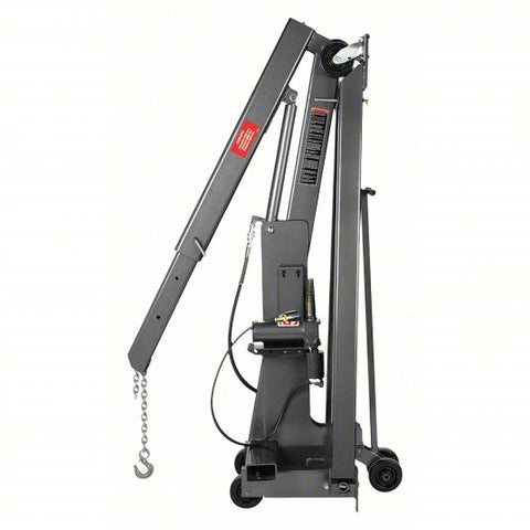 GRAY Engine Crane: Engine Crane, 27 in Chain Lg, Steel, 2 ton Load Capacity, 3 Boom Positions, Gray