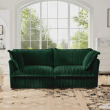 Slipcovered Sectional Sofa, 2 Seater Sofa with Removable Cover