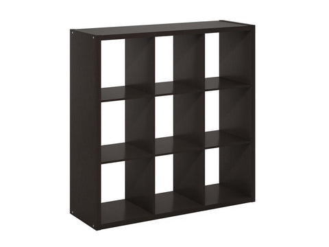 Cubicle Open Back Decorative Cube Storage Organizer, 9-Cube, Dark Oak