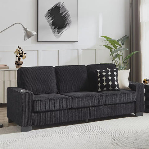 VASIP 83.86"Corduroy Fabric sofa,Modern Compressed Couch,3-Seater Sofa