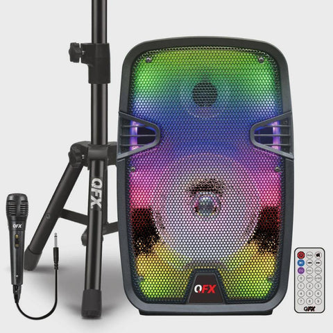 QFX - Rechargeable Bluetooth Portable Speaker with Liquid Motion Party Lights - Black