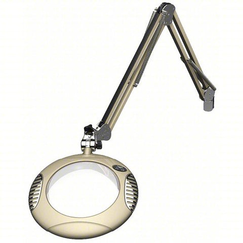 Round Magnifier Light: LED, 2x, 4 Diopter, 1,500 lm Max Brightness, 43 in Arm Reach