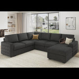 U-Shaped Sectional Sofa Bed Pull Out Sleeper Couch With Storage Chaise