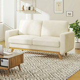 Neche 68" Corduroy Sofa for Living Room, 2 Seater Cream Couch for Small Space Office, Comfy Loveseat in a Box