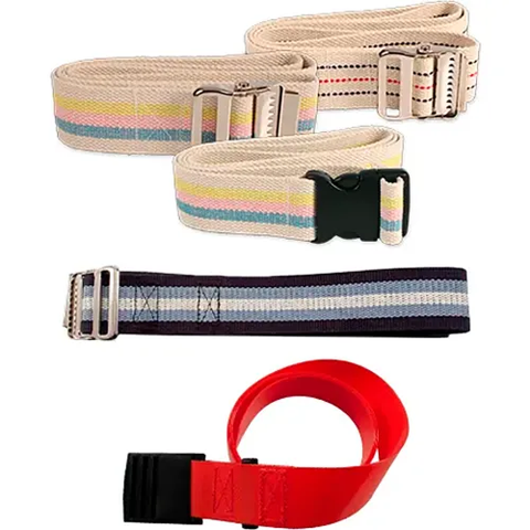 Dynarex Vinyl Wipeable Gait Belt W/ Plastic Buckle, 60-3/16"L x 1-13/16"W, Red, 10 Pcs