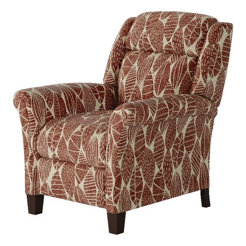 Pow Wow 34" Push Back Hi-Leg Fabric Recliner in Brick Red/Spice