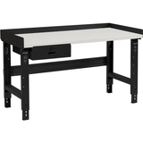 72 x 30 Adj Height Workbench w/Drawer, Black- Steel Square Edge Top