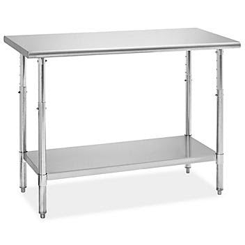 Adjustable Height Stainless Steel Worktable with Bottom Shelf