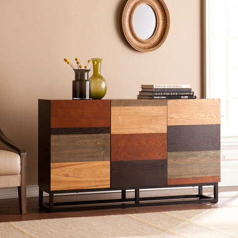 Midcentury Modern Style Multi-Tonal Credenza in Multi-Tonal Finishes with Black Body