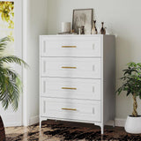 4-Drawer Dresser for Bedroom, Metal Drawer Chest with Gold Knobs for Living Room