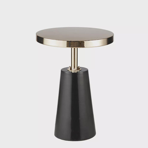 Wilton Accent Table Black Gold: Rustic Round Metal End, Spot Clean