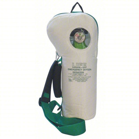 LIFE CORP Emergency Oxygen Unit: 250 L Capacity, 40 min @ 6 lpm, 6 lpm Flow Rate - Max, 1 Settings