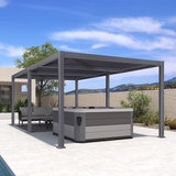 Outdoor Louvered Pergola with Adjustable Hardtop Roof Patio Pergola Deck Garden Yard