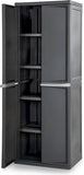 Sterilite 4 Shelf Cabinet, Lockable Utility Storage w/ Adjustable Shelves, Gray - Plastic