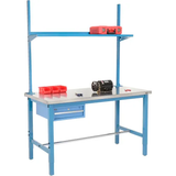 72x30 Production Workbench ESD Square Edge - Drawer, Upright & Shelf BL