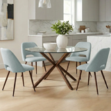 Aunnika 5-Piece Round Dining Set with Tempered Glass Table