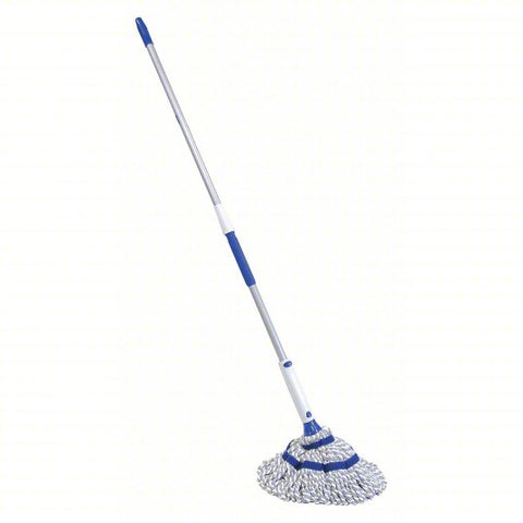 QUICKIE Wet Mop Kit: String Mop, 28 oz Dry Wt, Launderable, Snap-On Connection, Polyester, Blue