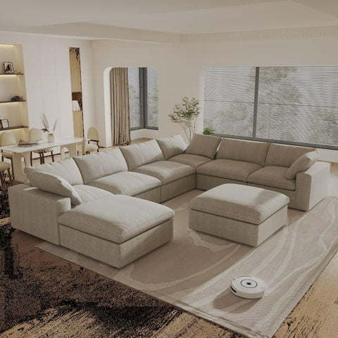 WJShome 8-Piece Cloud Modular Sectional Sofa,Down Filled Couch