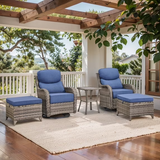 Opohoro Outdoor Swivel Rocker Patio Chairs Set with 6 inch Thick Cushions, High Back Wicker Outdoor Patio Furniture Set