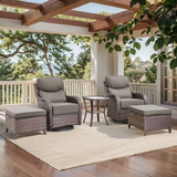 Opohoro Outdoor Swivel Rocker Patio Chairs Set with 6 inch Thick Cushions, High Back Wicker Outdoor Patio Furniture Set