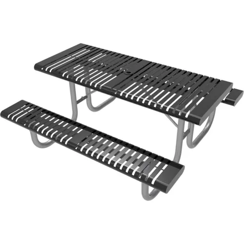 UltraSite® Oxford 96" Rectangular ADA Picnic Table with 2 Seats, Surface Mount, Black