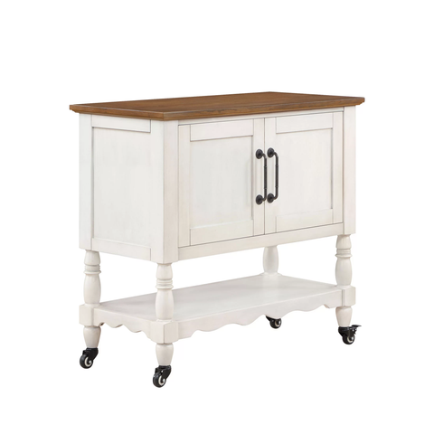 Two-Tone Kitchen Cart, White