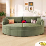 Upholstered Loveseat Sofa Couch Oversized Double Chaise Lounge Sofa Bed with USB Ports & Pillows
