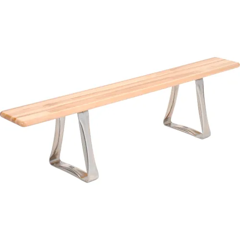 Locker Room Bench, Hardwood With Trapezoid Legs, 36 x 9-1/2 x 17