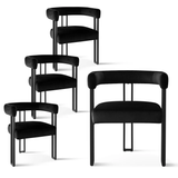 Set of 4 Upholstered 18.5" Seat Height Velvet Kitchen Dining Armchair (Set of 4)