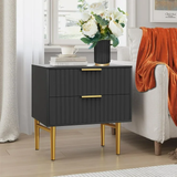 Modern Wood 2 Drawers Nightstand,Vintage Bedside Table for Bedroom