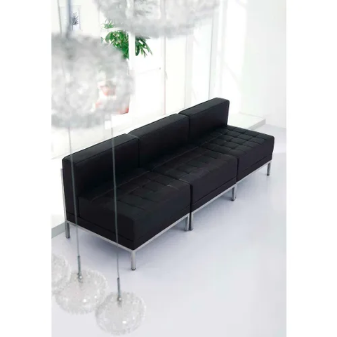Flash Furniture Modular Lounge Ottoman - Leather - Black - Hercules Imagination Series