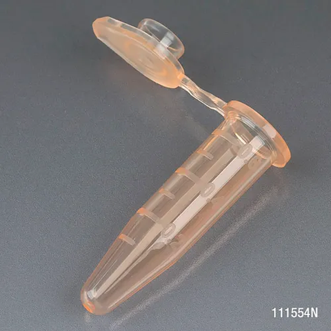 Microcentrifuge Tube, 0.5mL Polypropylene, Orange, Stand-Up Zipbag, MG, 500/Pack