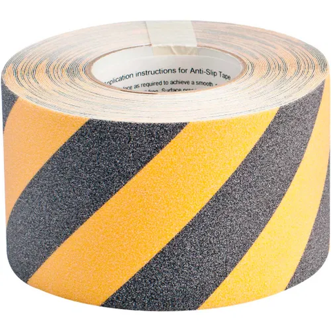 Brady® 78149 Anti-Slip Black/Yellow Striped Tape Roll, 4" x 60 Feet