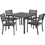 Resin Outdoor Dining Table & Chair Set, 40" Square, 4 Armchairs