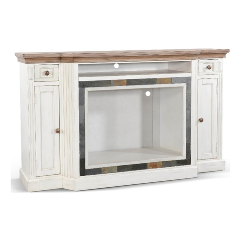 Pasadena Traditional Mahogany TV Console in Marble White/Buckskin