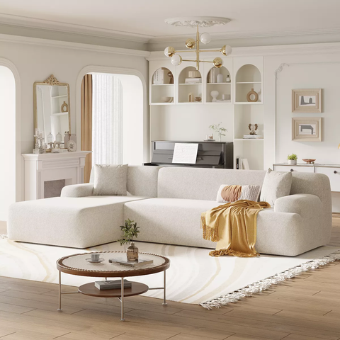 109" Simplified Style Large L-Shape Modular Sectional Sofa