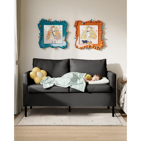 TYBOATLE 51" Modern Small Loveseat Sofa, 2-Seater Fabric Couch with Iron Legs
