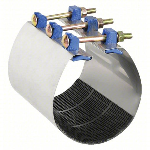 Repair Clamp: For 6 in Pipe, 9 in Overall Lg, 304 Stainless Steel, Nitrile Rubber Gasket