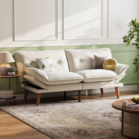70" Chenille Futon, Convertible Loveseat Sleeper Sofa