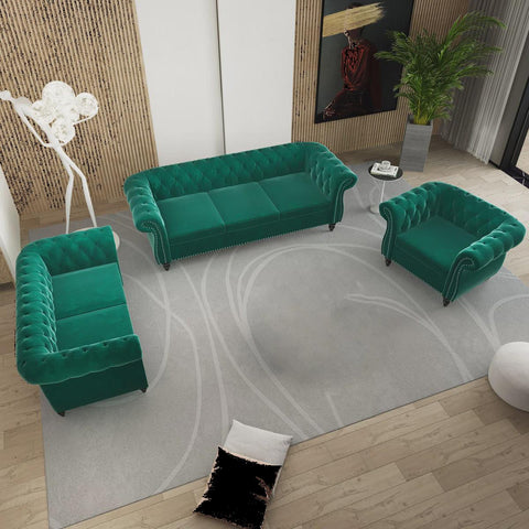 Elebash 3 - Piece Velvet Living Room Set