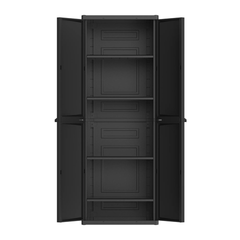 Hyper Tough Plastic 4-Shelf Garage Storage Utility Cabinet, Black Finish