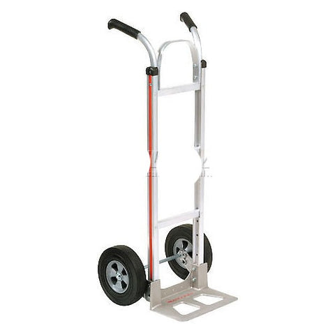 Aluminum Hand Truck Double Handle Semi-Pneumatic Wheels