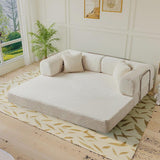 Lozena 78-Inch King-Size Convertible Sleeper Sofa Bed with No Assembly, Hybrid Mattress Couch