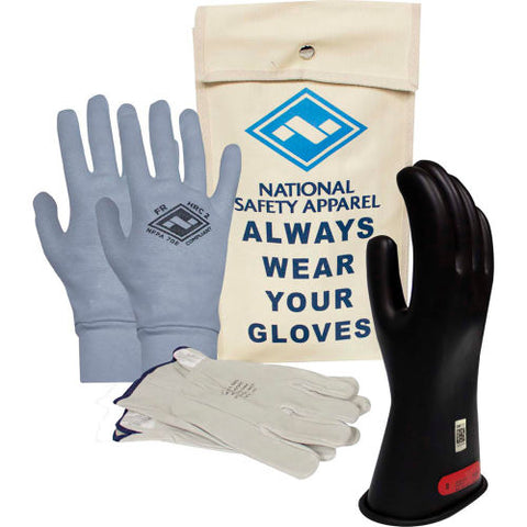 ArcGuard® Class 0 ArcGuard Rubber Voltage Glove Kit, Black, Size 9, KITGC0B09