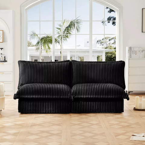 Upholstered Sectional Sofa, 2 Seater Armless Free